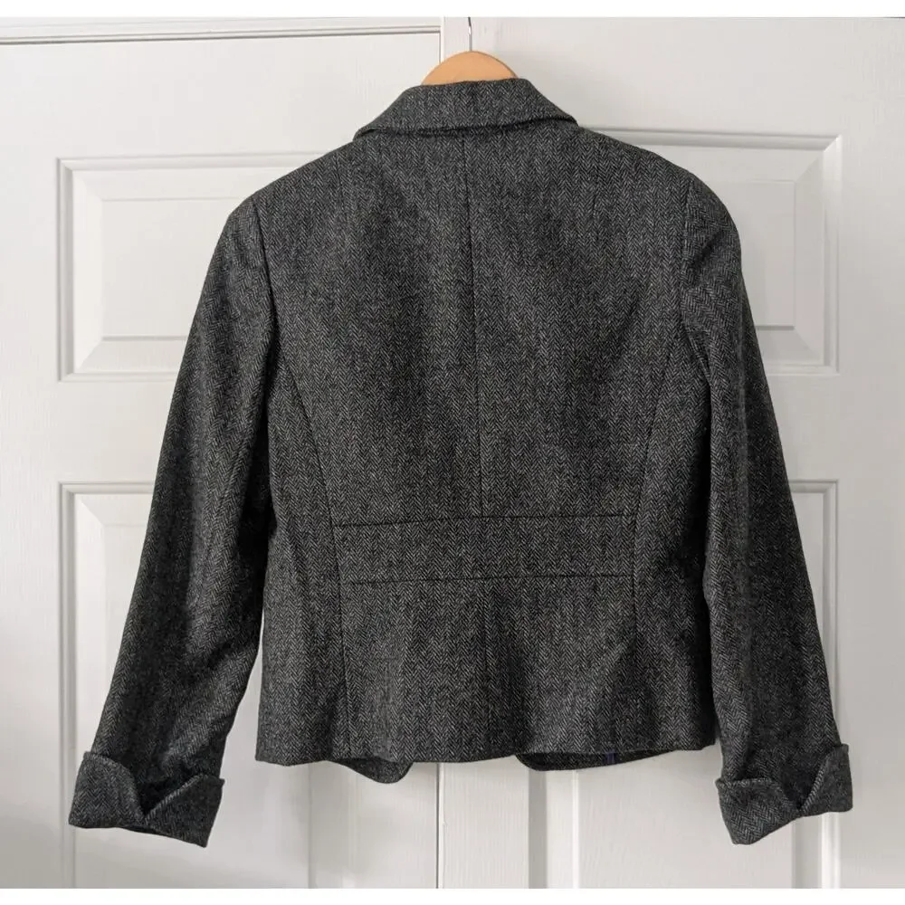 J. Crew Grey Wool Herringbone Blazer